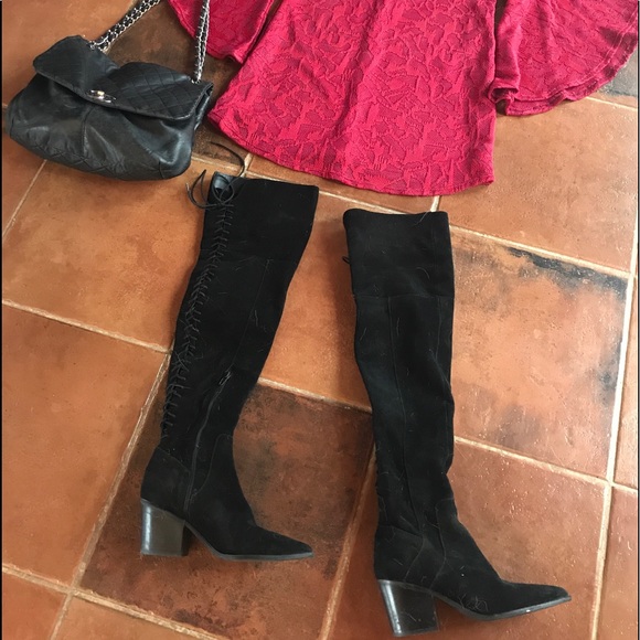 Western OTK gorgeous black suede boots - Picture 2 of 8